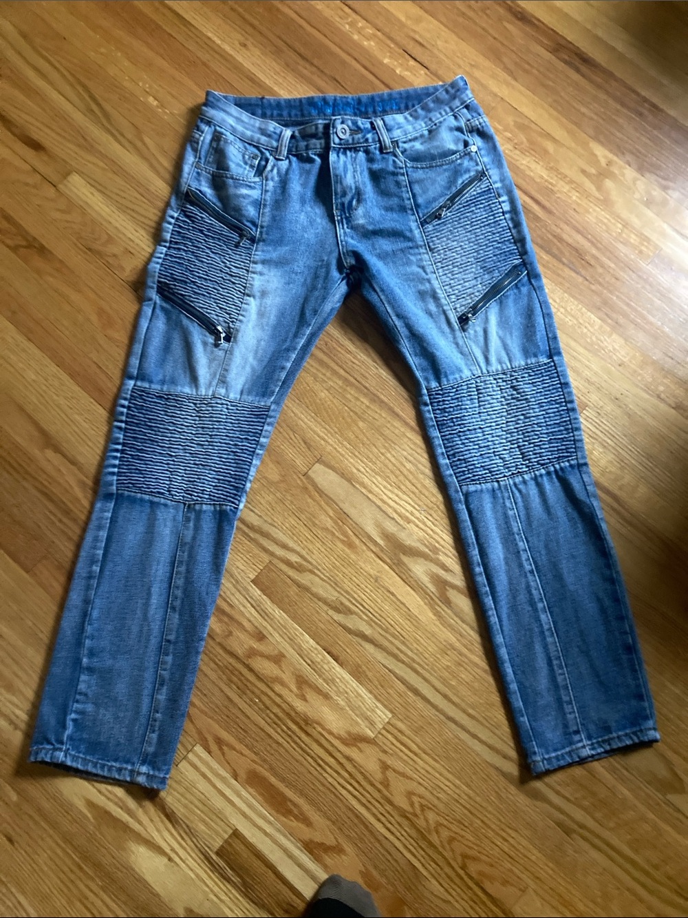 TRILLNATION Slim Straight Zip Moto Jeans Extra Stiching Men’s Size 32/32